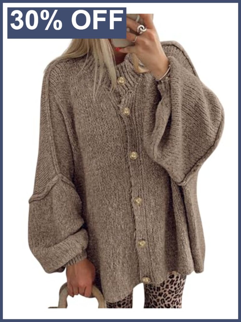 Oversized Button Down Cardigan Sweater Women Loose Knit Fall Layering